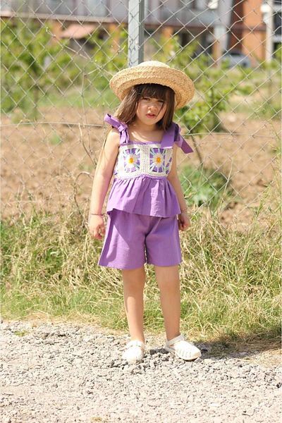 JELİBOOM Premium Daisy Embroidered Fabric - Girl's Shorts Dress