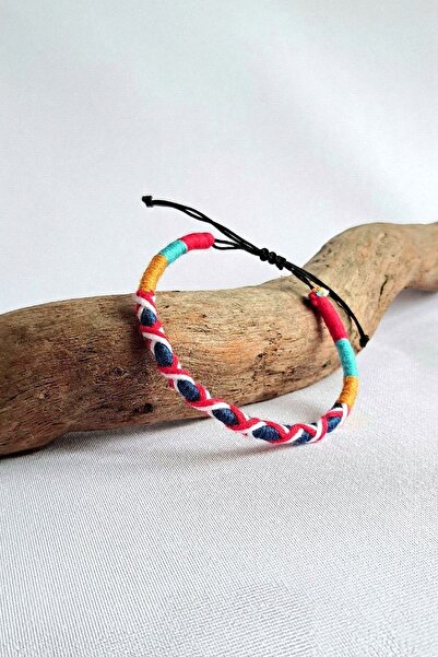 AYS TASARIM El Yapimi Renkli Ip Bileklik.kirmizi Mavi Lacivert Renklerde Ayar...