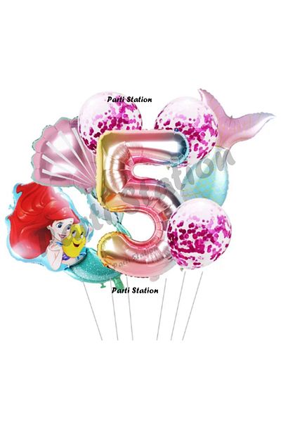Parti Station Little Mermaid Ariel 5 Year Old Balloon Set