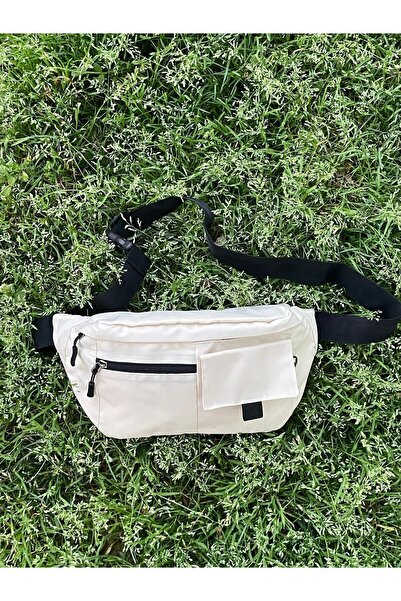 DEKAY Krem 3 Bölmeli Bel Çantası Omuz Ve Bel Çantası Erkek Bel Çantası Unisex