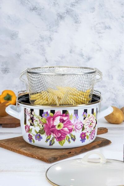 Miss Betty وعاء قلي مطلي بالمينا مقاس 22 سم