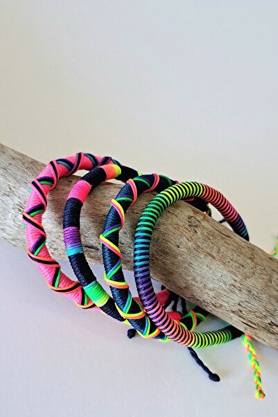 AYS TASARIM Renkli ip bileklik Şans Bilekliği Arkadaşlık Bilekliği Rasta İp B...