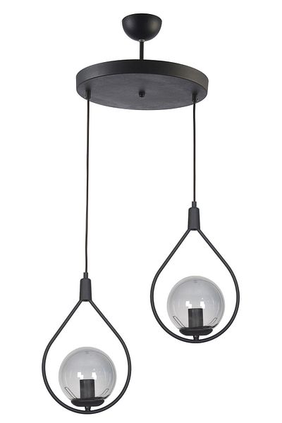 Fer Avize Deco Modern Design Black Color Smoked Glass Living Room - Kitchen - Bedroom 2-Piece Chandelier