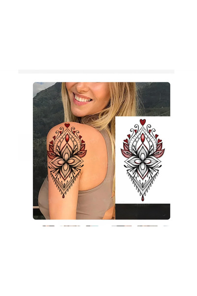 HelloBeautiful Tatto Su Geçirmez Geçici Dövme Mandala Omuz 19 cm* 12 cm