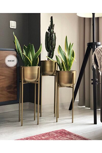KuraArt 3’lü Dekor Ayaklı Saksı