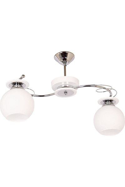 Fer Avize Bolivar White Color Body White Glass Living Room - Kitchen - Bedroom 2-Piece Chandelier