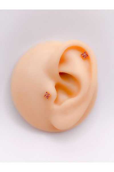 Trinos Surgical Steel Piercing Four Stone Flower Figured Cartilage Helix Tragus Piercing (1 piece)