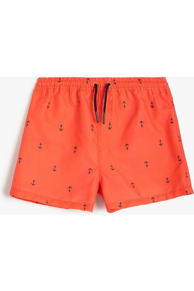 Koton Kids Koton Sea Shorts Anchor Potištěný pas se zavazováním