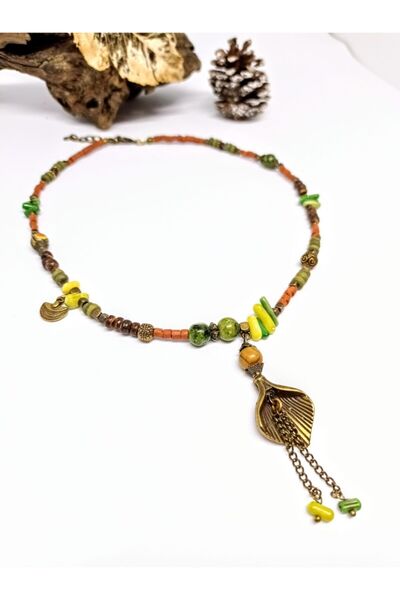 mama india alaçatı قلادة عرقية أصلية مع رمز الزهرة