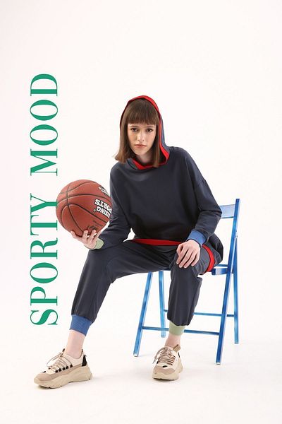 ALLDAY Marineblauer, bunter Camisole-Trainingsanzug mit Kapuze