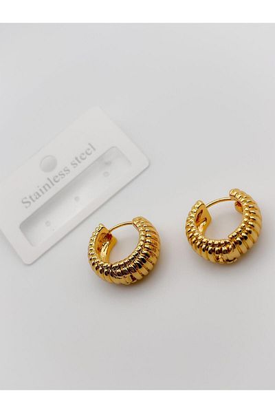 Trinos Mini Steel Earrings - Serrated Hoop Earrings