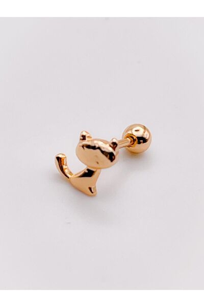 Trinos Cerrahi Çelik Kedi Figürlü Kıkırdak Helix Tragus Piercing(1adet)