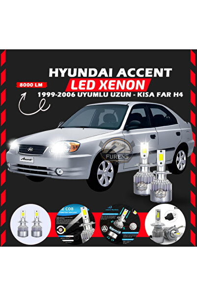 Furens Hyundai Accent Admira 1999-2006 Uzun-Kısa Far Uyumlu Şimşek Etkili Led...
