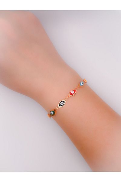 Trinos Steel Bracelet Colorful Eye Bracelet