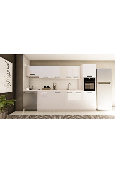 visasconcept 320 Cm Emine Hazır Mutfak Dolabı Aspiratör Ve Ankastre Kiler Mod...