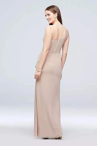 Oleg Cassini One Shoulder Purple Chiffon Evening Dress - F20011
