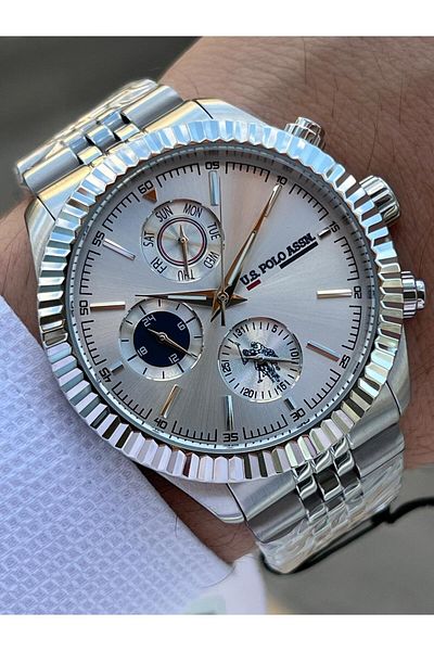 U.S. Polo Assn. U.S. POLO ASSN Men's Wristwatch - 5 Atm Water Resistant with Steel Cordon and Inner Functions Active USPA.1054.B01
