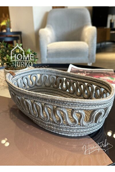 HomeTurko سلة خبز طبيعية منقوشة من الجوت - داخل الخزانة، غرفة الأطفال، منظم، ...