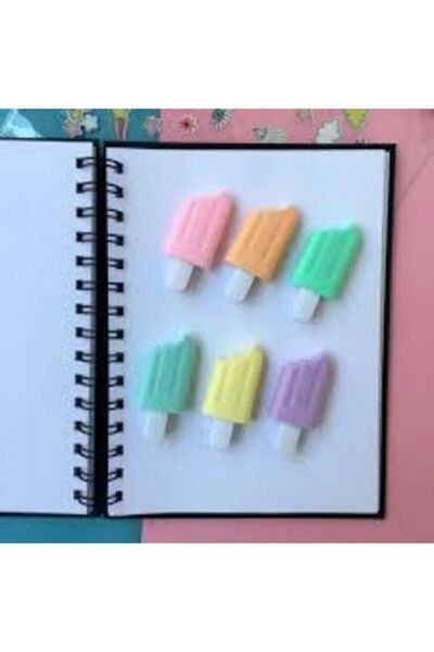PERFECT 6 Renk Mini Dondurma Şekilli Fosforlu Kalem