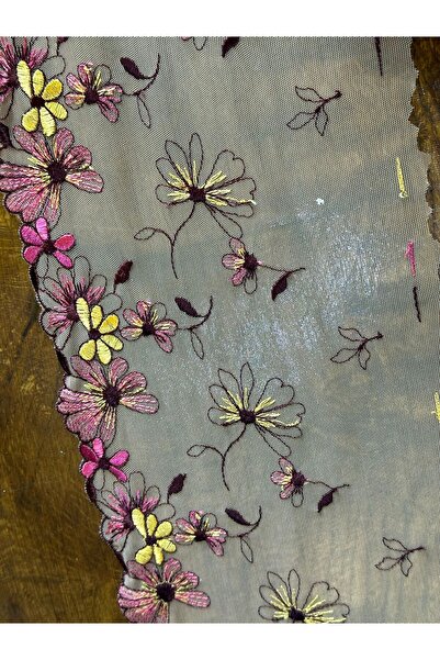 Gönülden Tasarım 19 CM Roz Floral Brodat Tulle Panglică Dikishi Accesoriu pen...