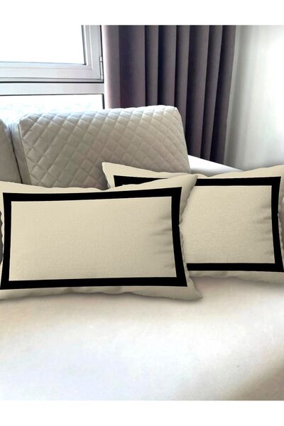Ardizayn Modern - Beige Black, Velvet Fabric 2-Piece Throw Pillow Cover (35x55 cm) - Double Sided Print