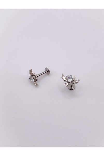 Trinos Cerrahi Çelik Piercing Zirkon Taşlı Devil (Şeytan) Figürlü Kıkırdak He...