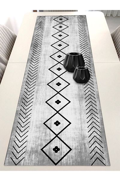 Ardizayn Ethnic (Gray), Cotton Fabric, Balcony, Garden, Kitchen Runner and Set of 2 Throw Pillow Covers