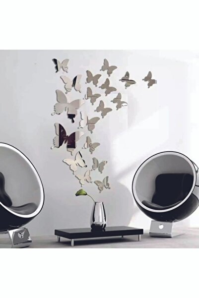 18 PIECES Decorative Mirror Plexiglass Butterfly Wall Ornament (Adhesive on the Back)