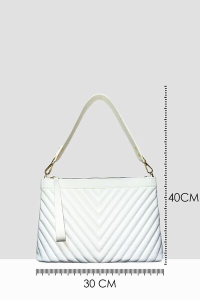 FARBAG Преміум білий вишитий штучний шкіряний портфель і сумка через плече в комплекті