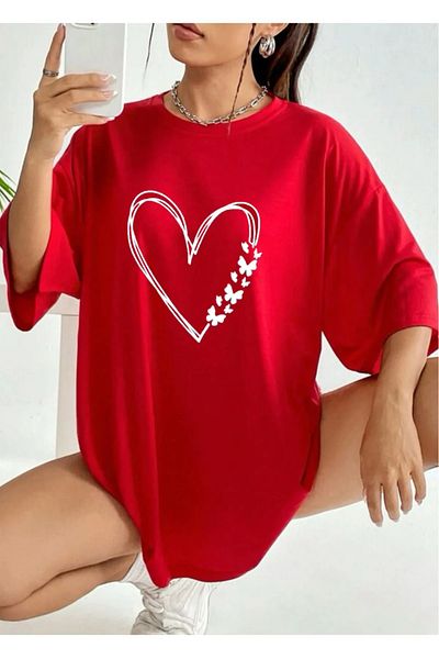 West Way Unisex Oversize T-Shirt - Big Heart Printed
