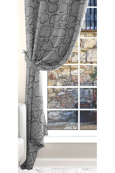 Ardizayn Stone - Gray, Velvet Fabric, Digital Printed, Double Wing Background Curtain
