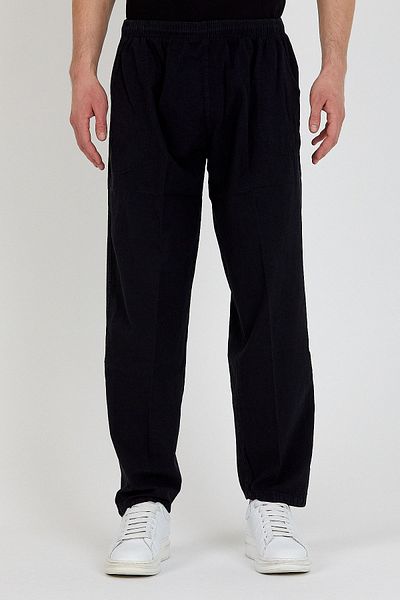LECH STORE Men's Thin Summer Elastic Waist Corded Linen Cotton Raw Cloth Pants