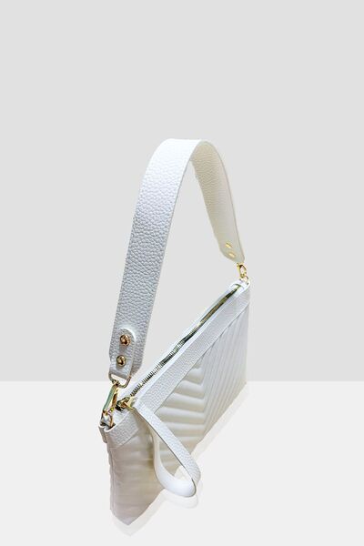 FARBAG Преміум білий вишитий штучний шкіряний портфель і сумка через плече в комплекті