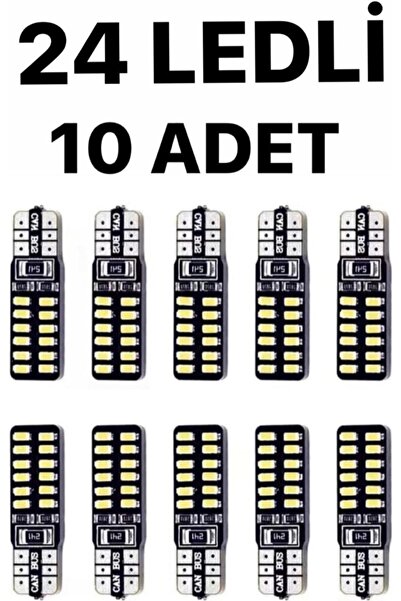 Erlight T10 Dipsiz (10 Adet) W5W 24 Ledli Canbus Beyaz Park Plaka Ampulü