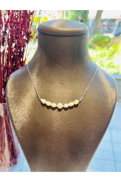 Luna قلادة من الفولاذ - تفاصيل من اللؤلؤ الحقيقي