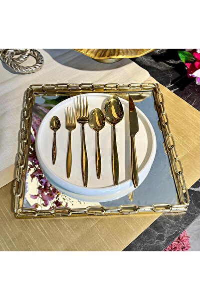 SUMRA HOME Violet Acar 72 Parça Çatal Kaşık Bıçak Takımı - Gold