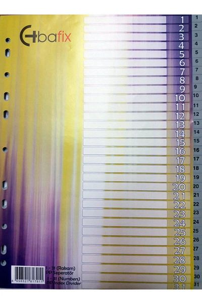 Bafix A4 Plastic Separator - 1-31 Number