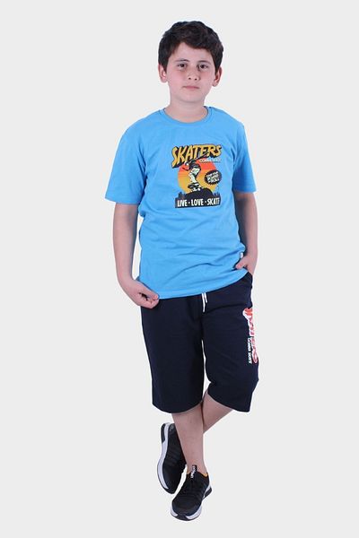 panios kids PANİOS KİDS 3-PACK BOY T-SHIRT-CAPRY PRINTED BOTTOM-TOP SET