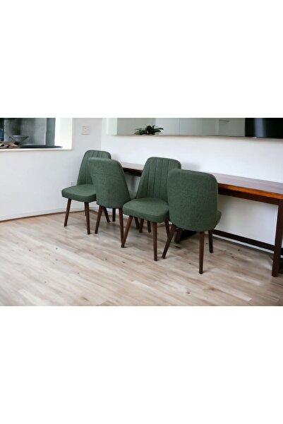 baresmu Mutfak Sandalyesi Yemek Odası Sandalyesi 4 Adet Yeşil Pinoteks Ayaklı