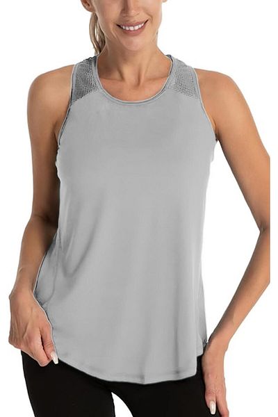 GHASSY CO. Ghassy Co. Femei Cross - Spate Mesh Detaliat Antrenament Yoga Sport Tank Top 1783