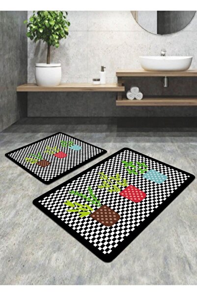 Ardizayn طقم مرحاض مكون من قطعتين من القطن العضوي المنسوج بنقشة زهور على شكل ...