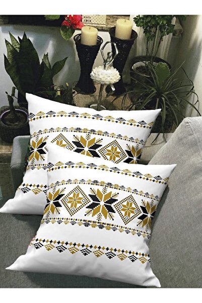 Ardizayn Канавіче - Гірчиця, оксамитова тканина, 2-комплект чохлів для подушок - двосторонній принт