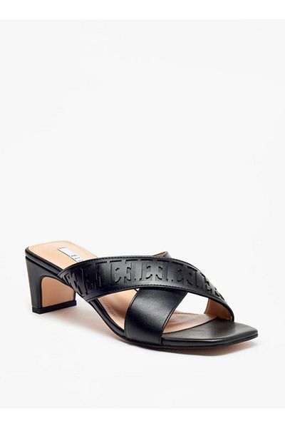 ELLE Women's Cross Strap Slip-On Sandals with Block Heels