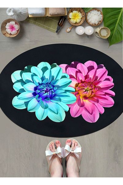 Ardizayn Flower, 40 cm X 60 cm Αντιολισθητικό, Μη χυμένο, Πλενόμενο Βαμβακερό Πατάκι Μπάνιου