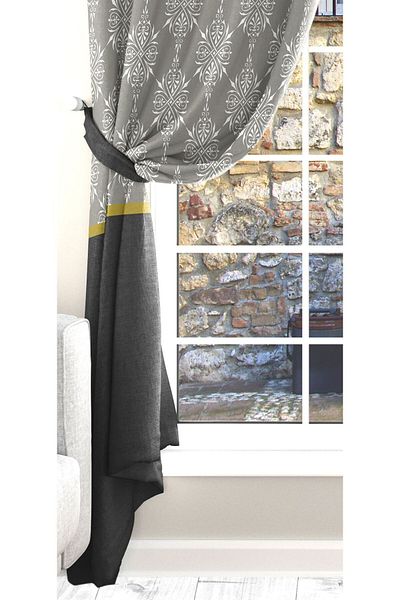 Ardizayn Damask Gold, Velvet Fabric, Digital Printed, Double Wing Background Curtain