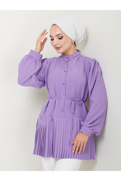 VOLT CLOTHİNG Pleated Princess Sleeve Hijab Tunic - Women's, Buttoned Front