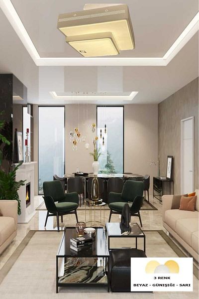 Uçar 3 Color Leaves Lighting Plafonier - LED Ceiling Light