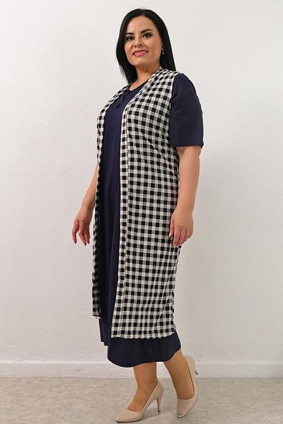 PİNKMARK Women's Black and White Checkered Waistband Vest Pmck25440
