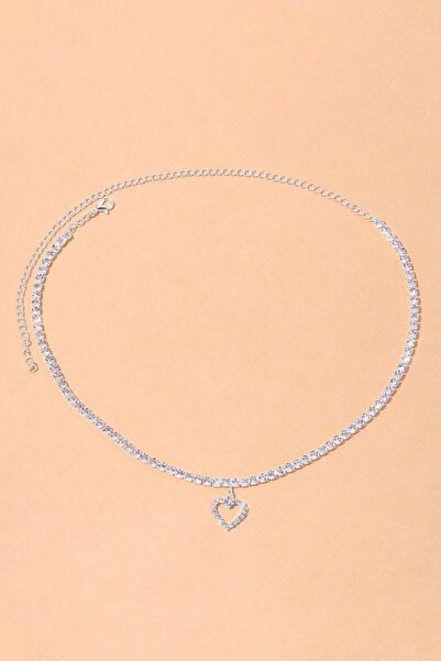 H&E DESIGN Kadın Zirkon Taşlı Su Yolu Rhinestone Kalp Kolye