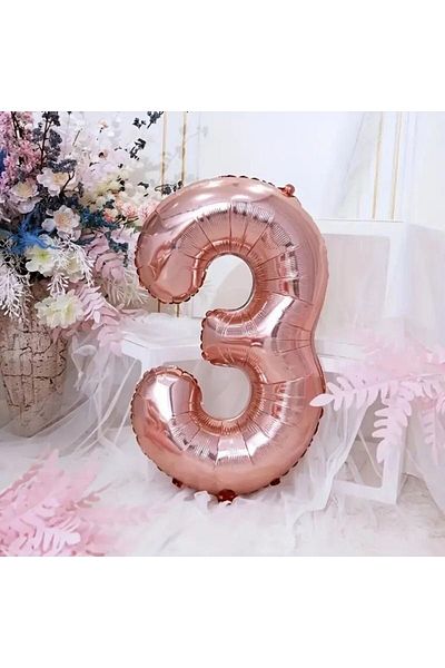 Konsept Sepeti Rose Gold Foil Helium Balloon - Age 3, 34 Inch All Ages
